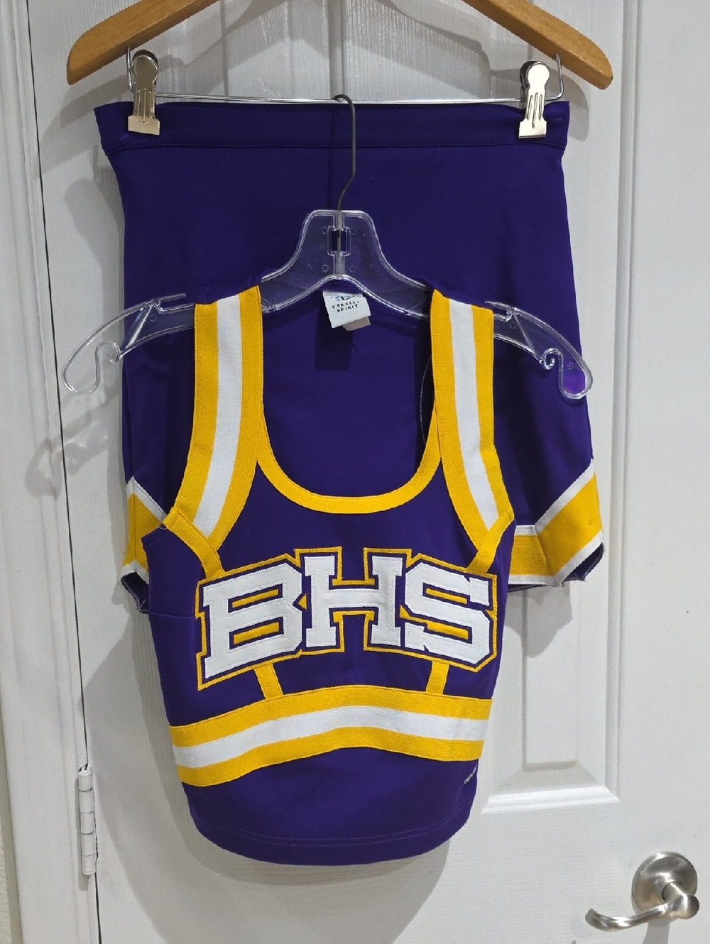Purple & Gold BHS Cheer Top and Skirt Set Size Small
